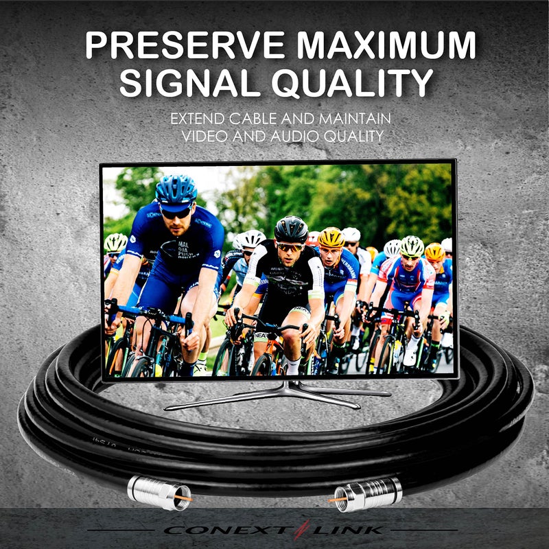 Conext Link RG6 Quad Shield Coaxial Cable F Connector 18 AWG 3GHZ 75 Ohm Sat TV (15FT, Black) ï¼ˆ33005ï¼‰ - Image 3